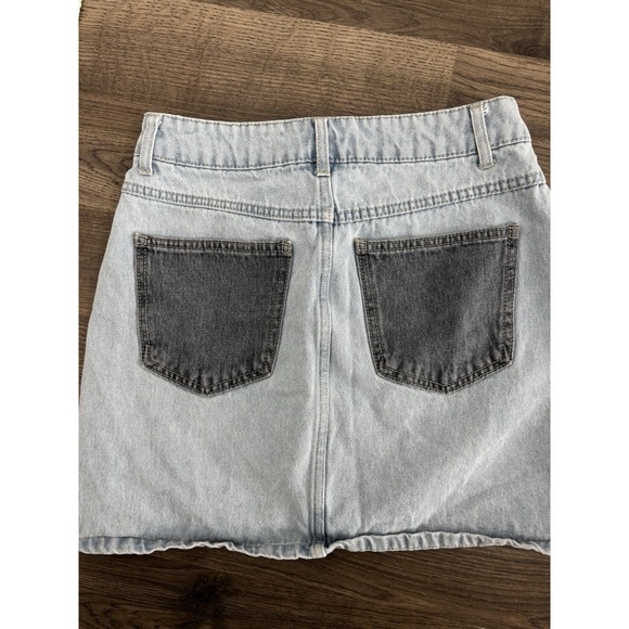 women's WILD FABLE two-tone DENIM SKIRT cotton PATCHWORK mini SIZE 2 0399 - Picture 6 of 6